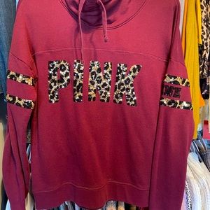 PINK Victorias Secret Leopard sequin sweater Medium RARE